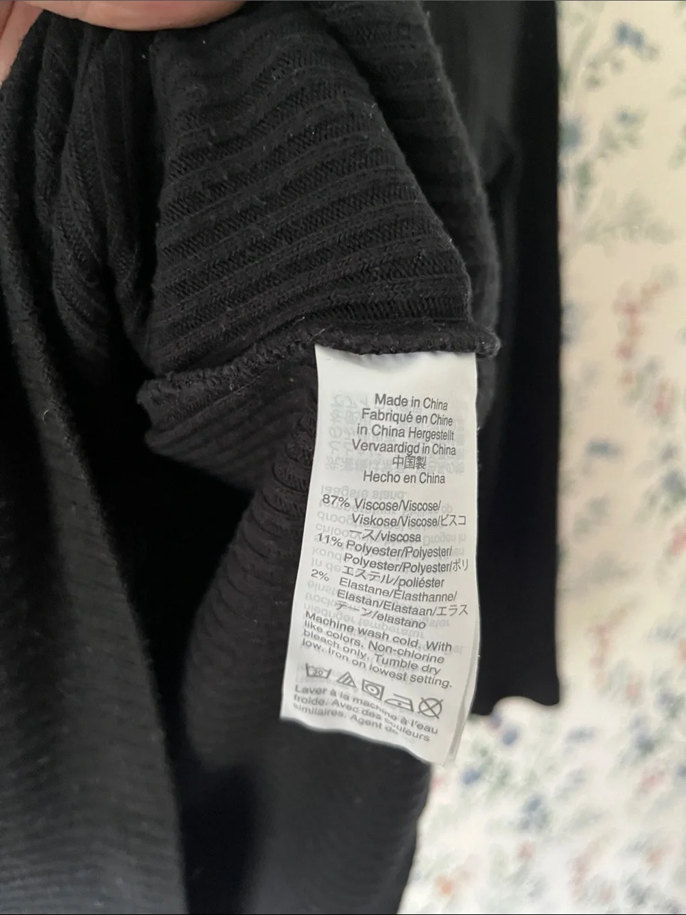 J Crew Ribbed Black 3/4 Long-Sleeve Top with boatneck